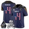 Men’s Navy Midshipmen 2025 Independence Day Vapor Limited Jersey – All Stitched