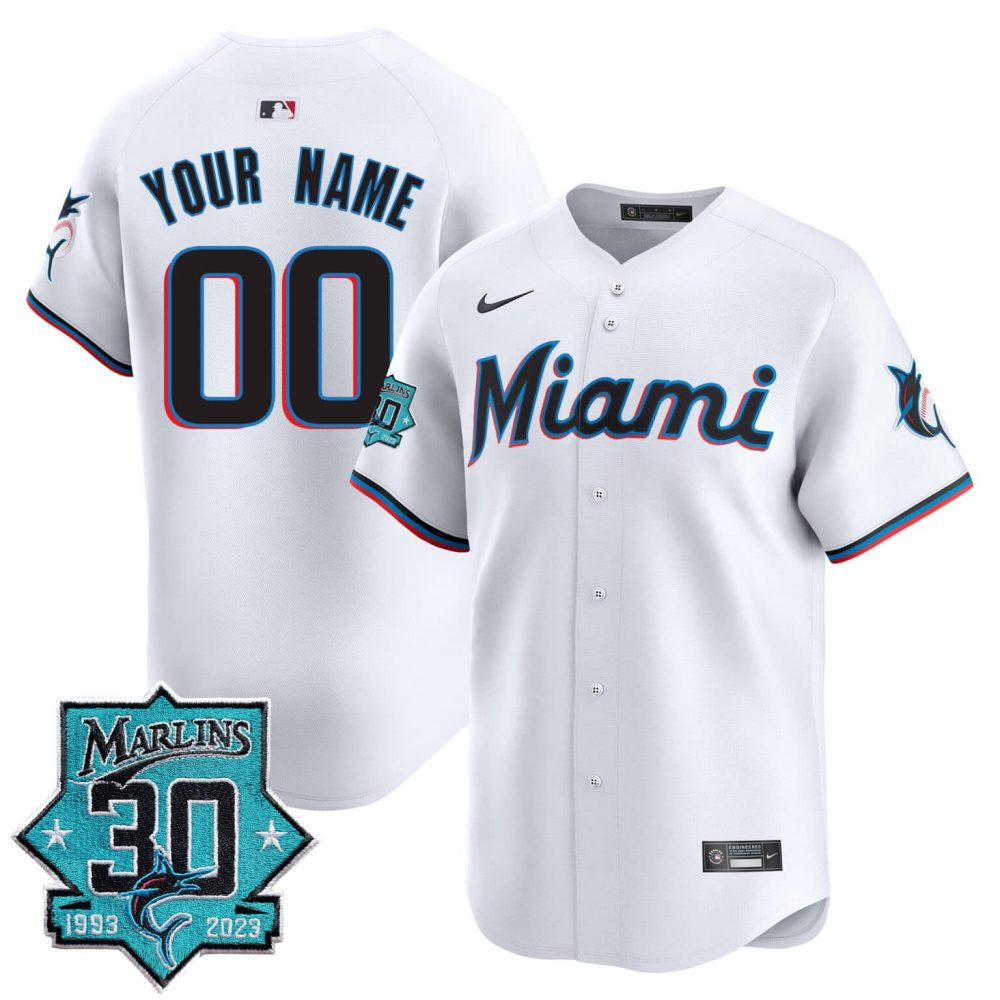 Miami Marlins 30 Seasons Anniversary Patch Vapor Premier Limited Custom Jersey – All Stitched