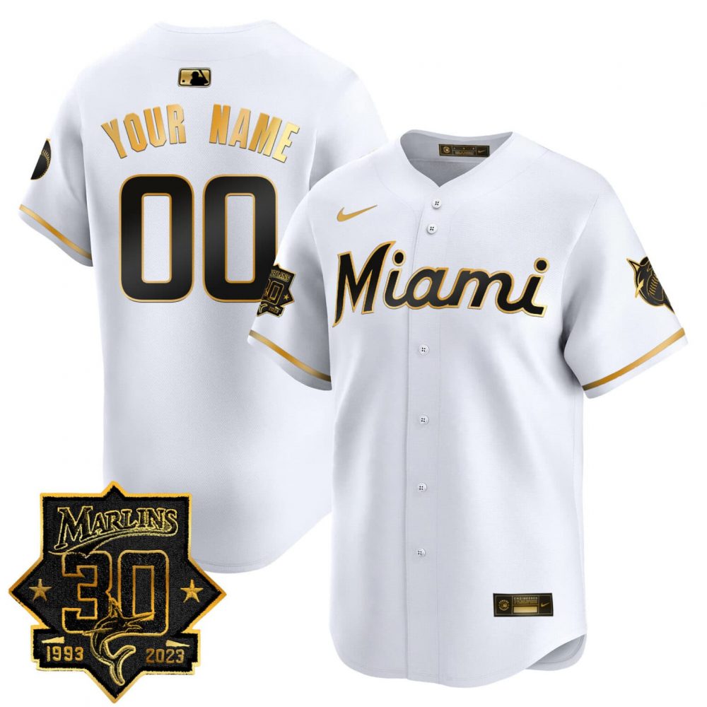 Miami Marlins 30 Seasons Anniversary Patch Vapor Premier Limited Custom Jersey – All Stitched