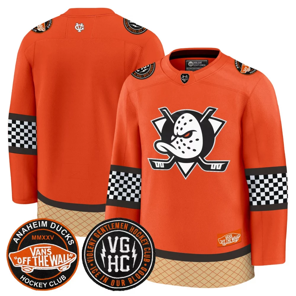 Men’s Anaheim Ducks Checkerboard 2025 Premium Jersey – All Stitched
