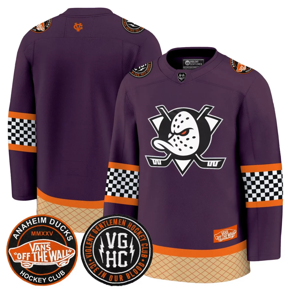 Men’s Anaheim Ducks Checkerboard 2025 Premium Jersey – All Stitched