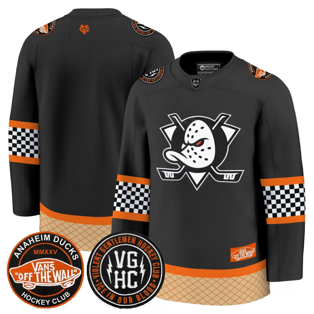 Men’s Anaheim Ducks Checkerboard 2025 Premium Jersey – All Stitched