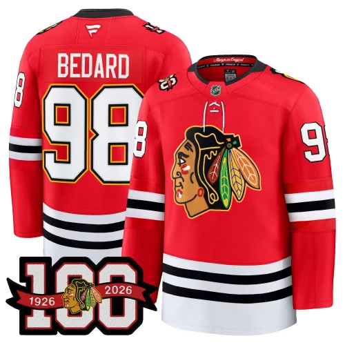 Men’s Chicago Blackhawks 100th Anniversary Premium Jersey – All Stitched