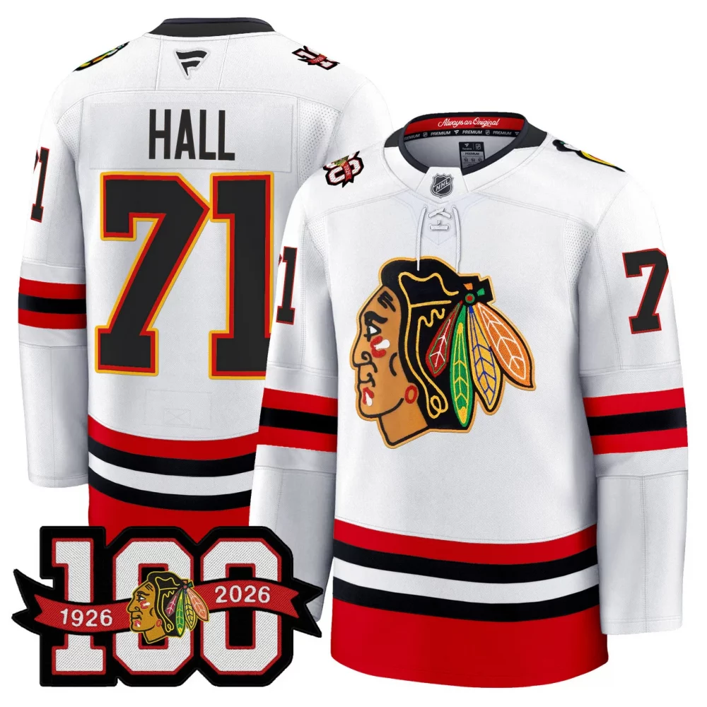 Men’s Chicago Blackhawks 100th Anniversary Premium Jersey – All Stitched