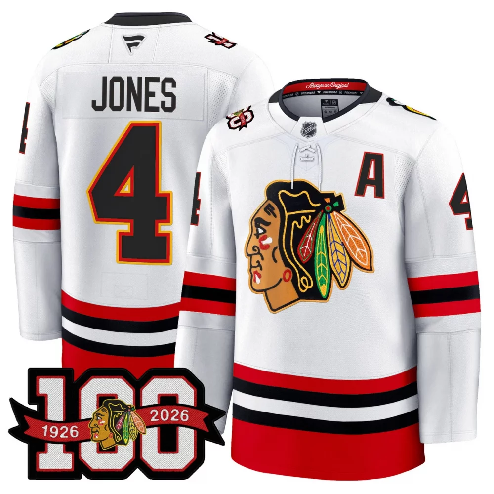 Men’s Chicago Blackhawks 100th Anniversary Premium Jersey – All Stitched