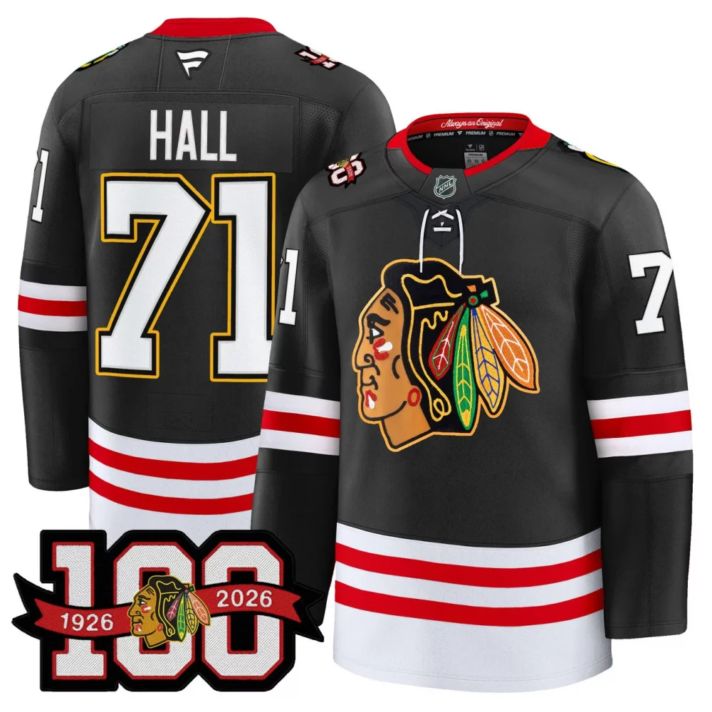 Men’s Chicago Blackhawks 100th Anniversary Premium Jersey – All Stitched