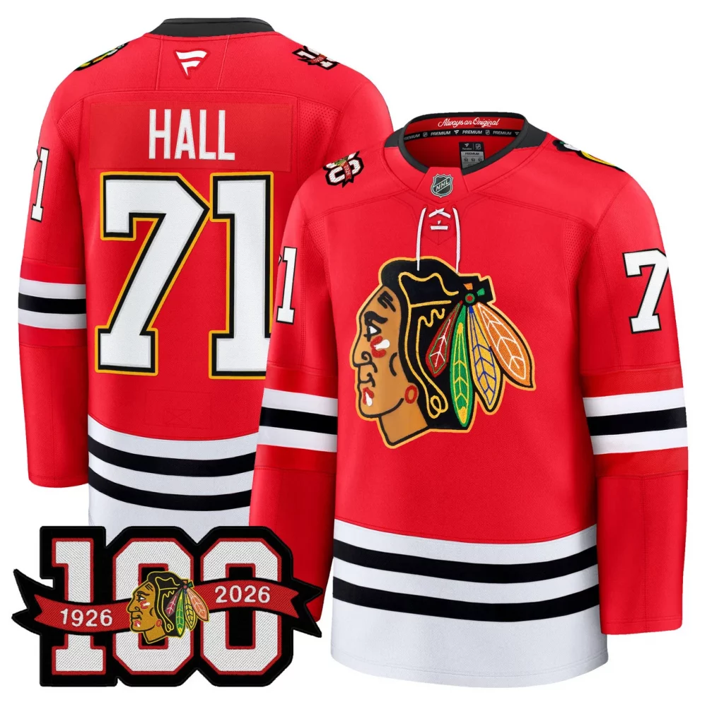 Men’s Chicago Blackhawks 100th Anniversary Premium Jersey – All Stitched