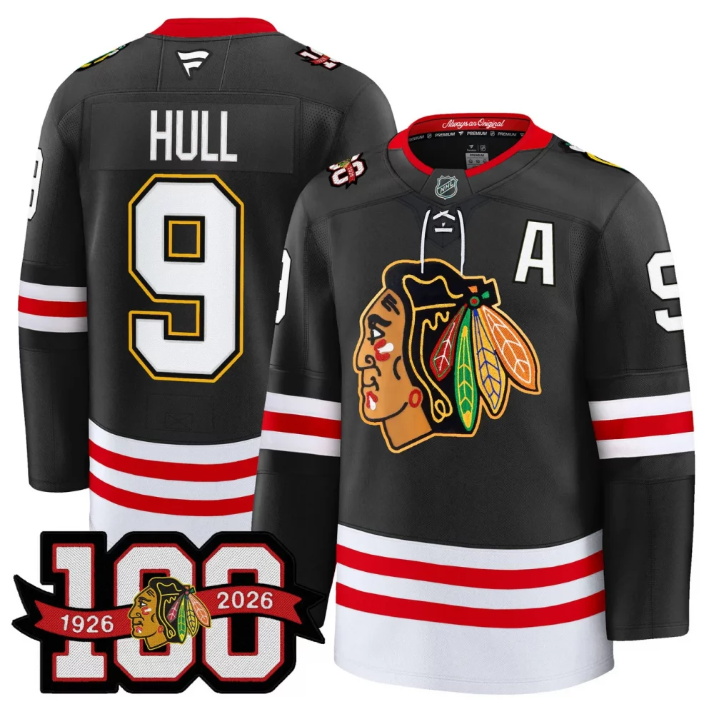 Men’s Chicago Blackhawks 100th Anniversary Premium Jersey – All Stitched