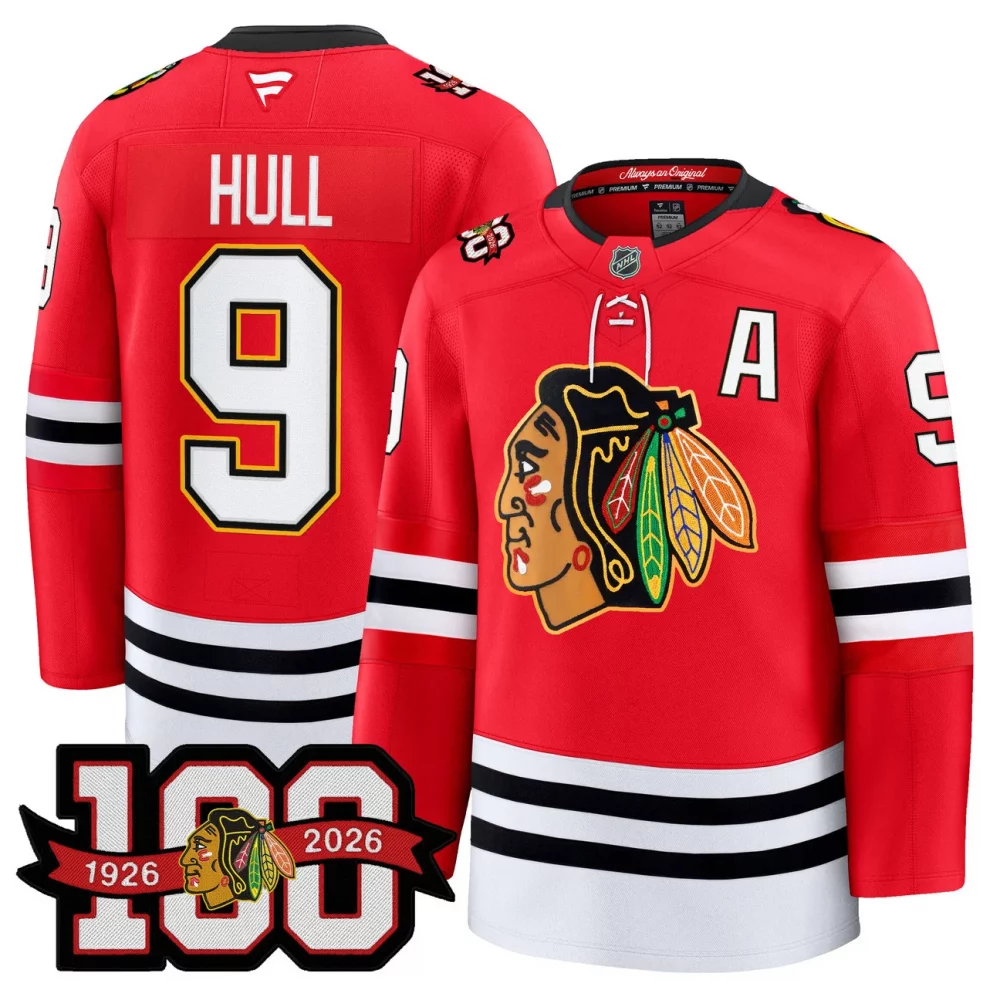 Men’s Chicago Blackhawks 100th Anniversary Premium Jersey – All Stitched