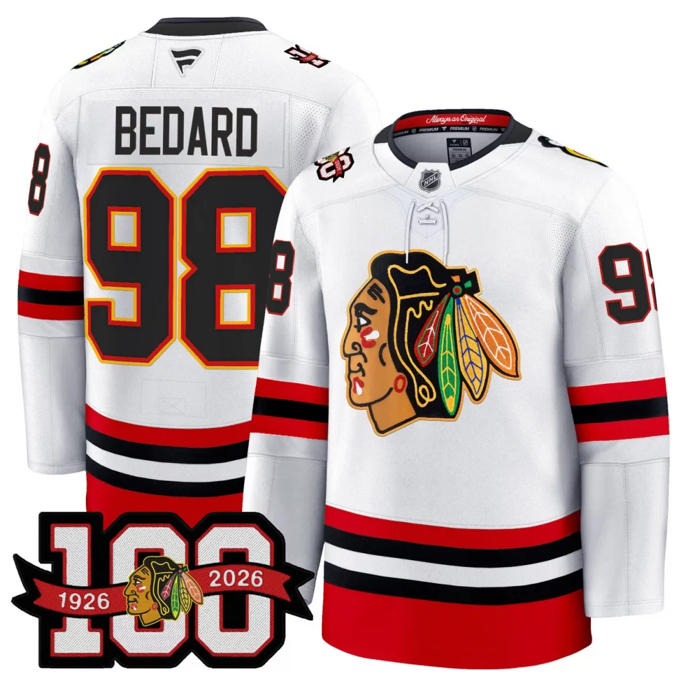 Men’s Chicago Blackhawks 100th Anniversary Premium Jersey – All Stitched
