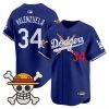 Men’s Los Angeles Dodgers x One Piece 2025 Vapor Premier Limited Jersey – Stitched