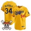 Men’s Los Angeles Dodgers x One Piece 2025 Vapor Premier Limited Jersey – Stitched