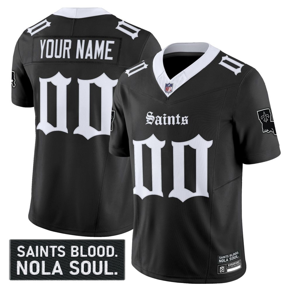 New Orleans Saints ‘Gothic Vieux Carré Edition’ Vapor Custom Jersey – All Stitched