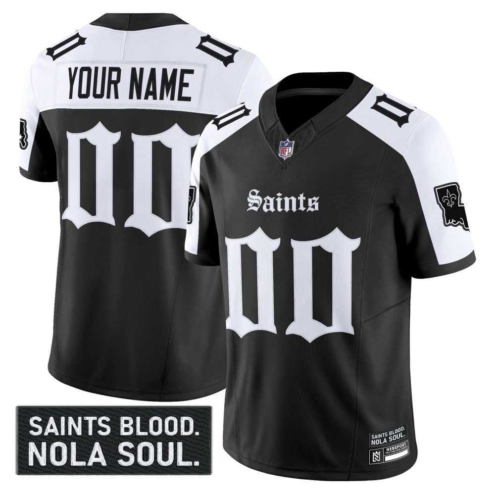New Orleans Saints ‘Gothic Vieux Carré Edition’ Vapor Custom Jersey – All Stitched