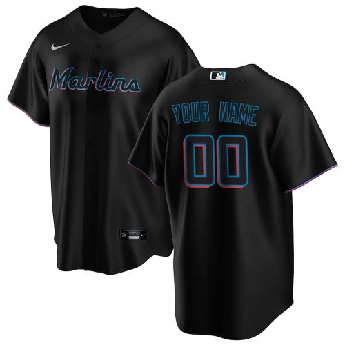 Miami Marlins Nike Alternate Replica Custom Jersey – Black