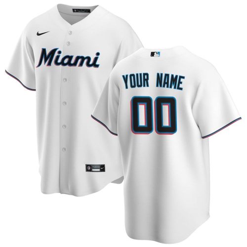 Miami Marlins Nike Home Replica Custom Jersey – White