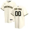 Milwaukee Brewers Nike Home Replica Custom Jersey – Cream