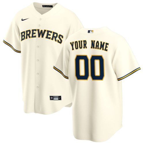 Milwaukee Brewers Nike Home Replica Custom Jersey – Cream