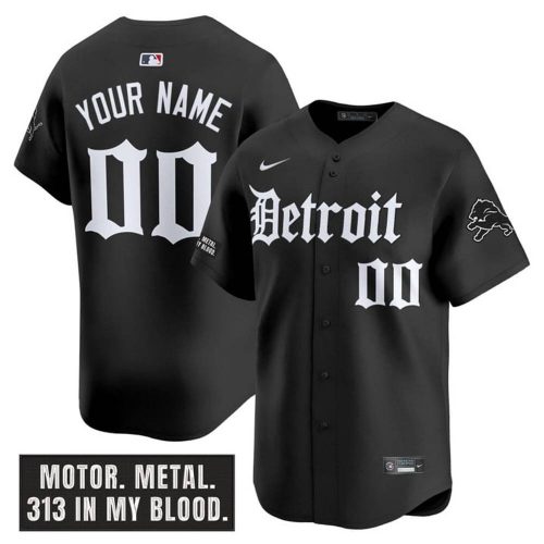 Detroit Lions ‘Motor Gothic Edition’ Personalized Baseball Jersey