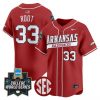 Men’s Arkansas Razorbacks 2025 World Series Vapor Premier Limited Jersey – All Stitched